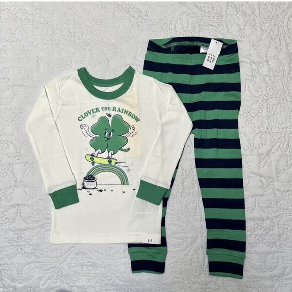 NWT Gap Organic Cotton Shamrock PJs Size 5 - Picture 2 of 5